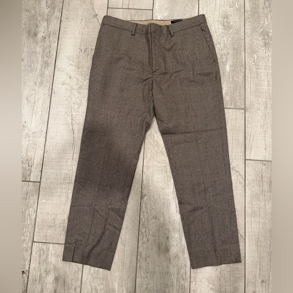 100% Wool Houndstooth Dress Pants — Tailored Fit 33×29